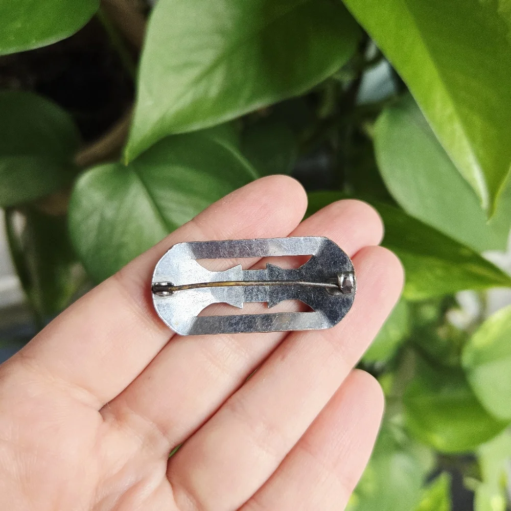 Vintage Silver Art Deco Style Geometric Lapel Brooch Pin